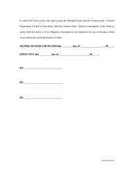 Form LI/WC-BOND Bond Form for Self-insured - Vermont, Page 2