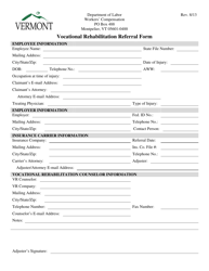 Document preview: Vocational Rehabilitation Referral Form - Vermont