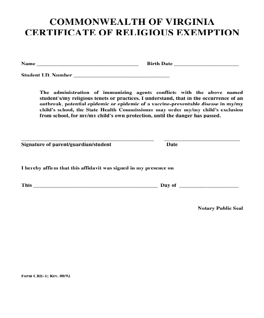 Form CRE 1 Download Printable PDF Or Fill Online Certificate Of 