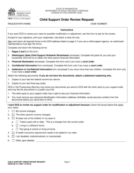 DSHS Form 09-741 Child Support Order Review Request - Washington, Page 2