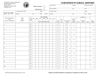 Form F700-065-000 Certified Payroll Report - Washington