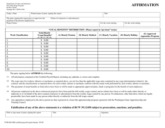 Form F700-065-000 Certified Payroll Report - Washington, Page 2