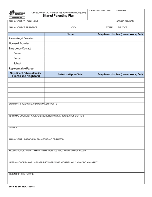 DSHS Form 10-244  Printable Pdf