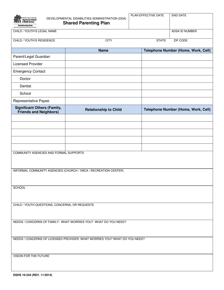 DSHS Form 10-244 - Fill Out, Sign Online and Download Printable PDF ...