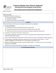 DSHS Form 10-437 Temporary Manager and/or Receiver Application Nursing Home and Assisted Living Facility - Washington, Page 2