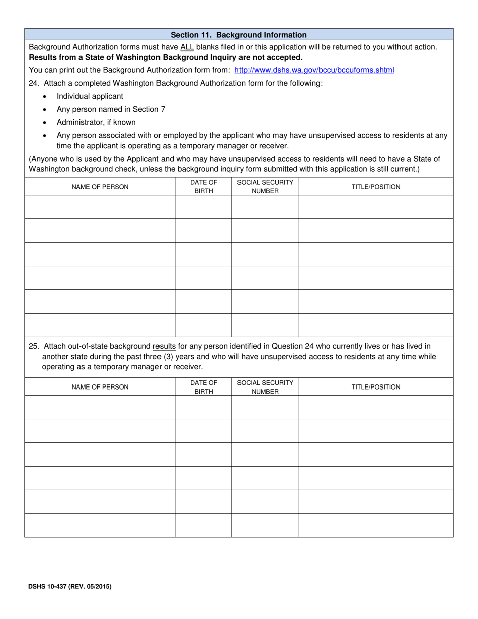 DSHS Form 10-437 - Fill Out, Sign Online and Download Printable PDF ...