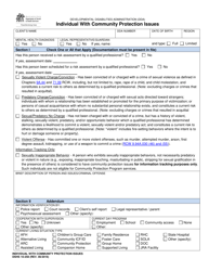 DSHS Form 10-258 Individual With Possible Community Protection Issues (Developmental Disabilities Administration) - Washington