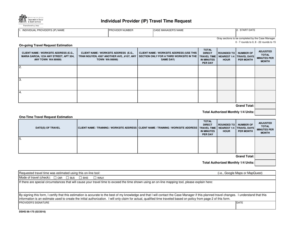 DSHS Form 06-175 - Fill Out, Sign Online and Download Printable PDF ...
