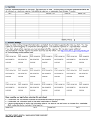 DSHS Form 07-098 Self Employment Monthly Sales and Expense Worksheet - Washington, Page 2
