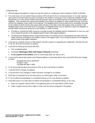 DSHS Form 09-280B Petition for Modification - Administrative Order - Washington, Page 2