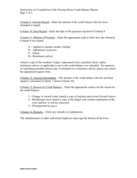 Instructions for DSHS Form 04-442 Nursing Home Credit Balance Report - Washington, Page 2