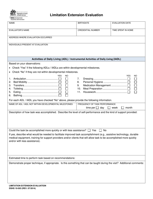 DSHS Form 10-503  Printable Pdf