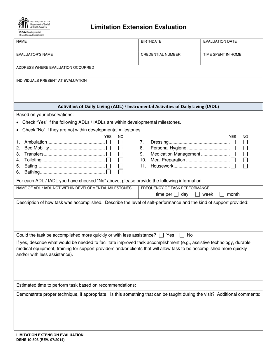 DSHS Form 10-503 - Fill Out, Sign Online and Download Printable PDF ...