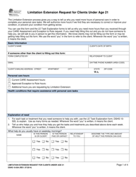 Document preview: DSHS Form 10-504 Limitation Extension Request for Clients Under Age 21 - Washington