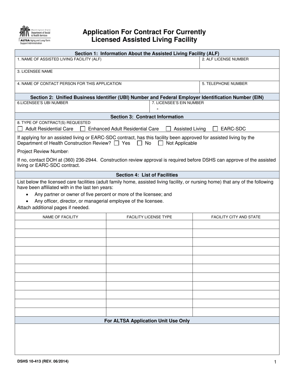 DSHS Form 10-413 Application for Contract for Currently Licensed Boarding Home - Washington, Page 2