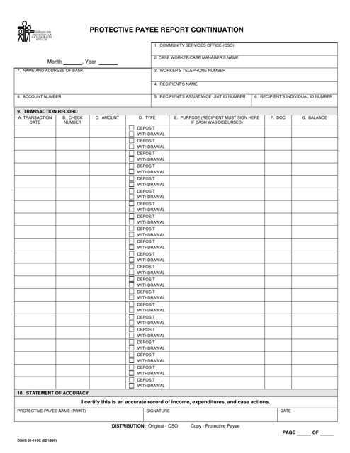 DSHS Form 01-110C  Printable Pdf