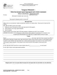 Document preview: DSHS Form 09-280B Petition for Modification - Administrative Order - Washington (Trukese)