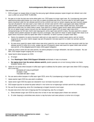 DSHS Form 09-280B Petition for Modification - Administrative Order - Washington (Trukese), Page 2
