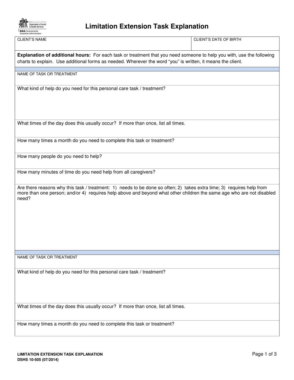 DSHS Form 10505 Fill Out, Sign Online and Download Printable PDF