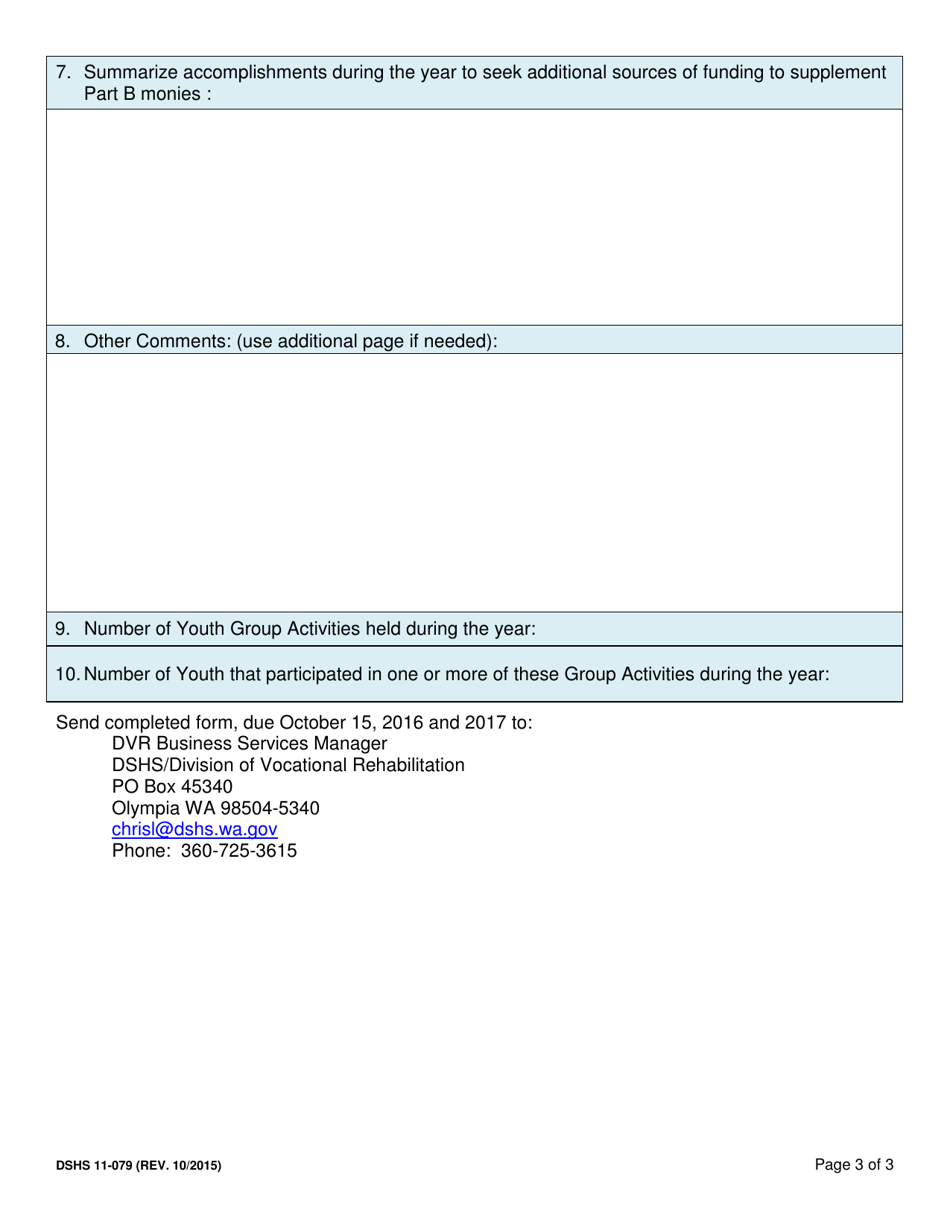 DSHS Form 11-079 Centers for Independent Living (Cils) Title VII, Part B, Contract Annual Report - Washington, Page 3