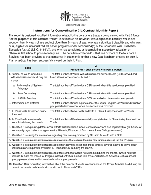 DSHS Form 11-080 Centers for Independent Living (Cils) Title VII, Part B Monthly Report - Washington