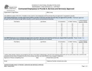 Document preview: DSHS Form 11-084 Contracted Employee(S) to Provide IL Services and Service(S) Approved - Washington