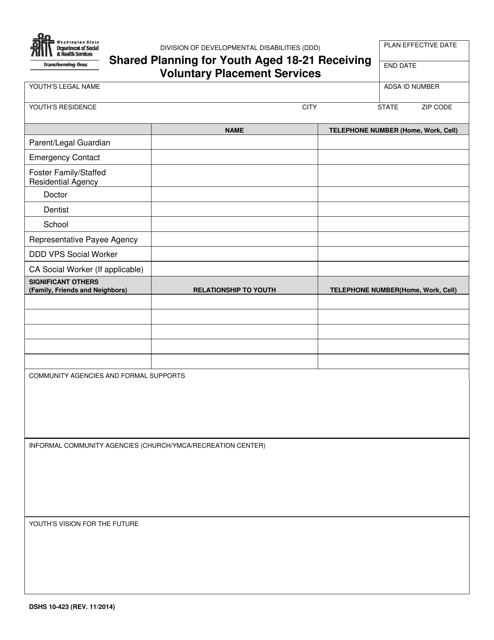 DSHS Form 10-423  Printable Pdf