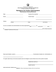Document preview: DSHS Form 02-528 Administrative Hearing Withdrawal - Washington (Romanian)