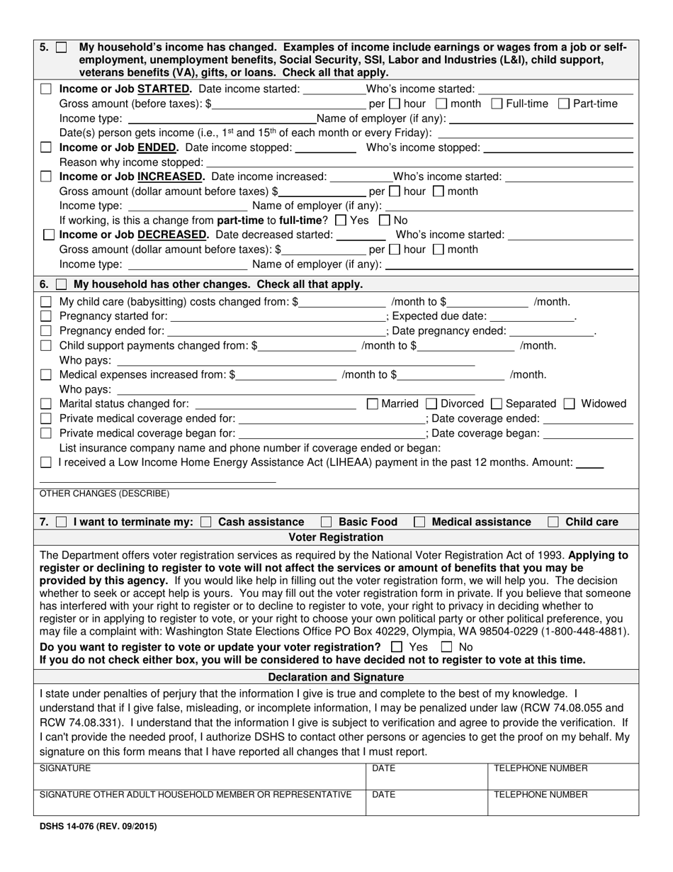 DSHS Form 14-076 - Fill Out, Sign Online and Download Printable PDF ...