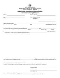 Document preview: DSHS Form 02-528 Administrative Hearing Withdrawal - Washington (Serbo-Croatian)