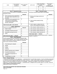 DSHS Form 12-207 Application for Disaster Cash Assistance - Washington, Page 2