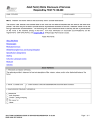 DSHS Form 10-508 Adult Family Home Disclosure of Services Required by Rcw 70.128.280 - Washington
