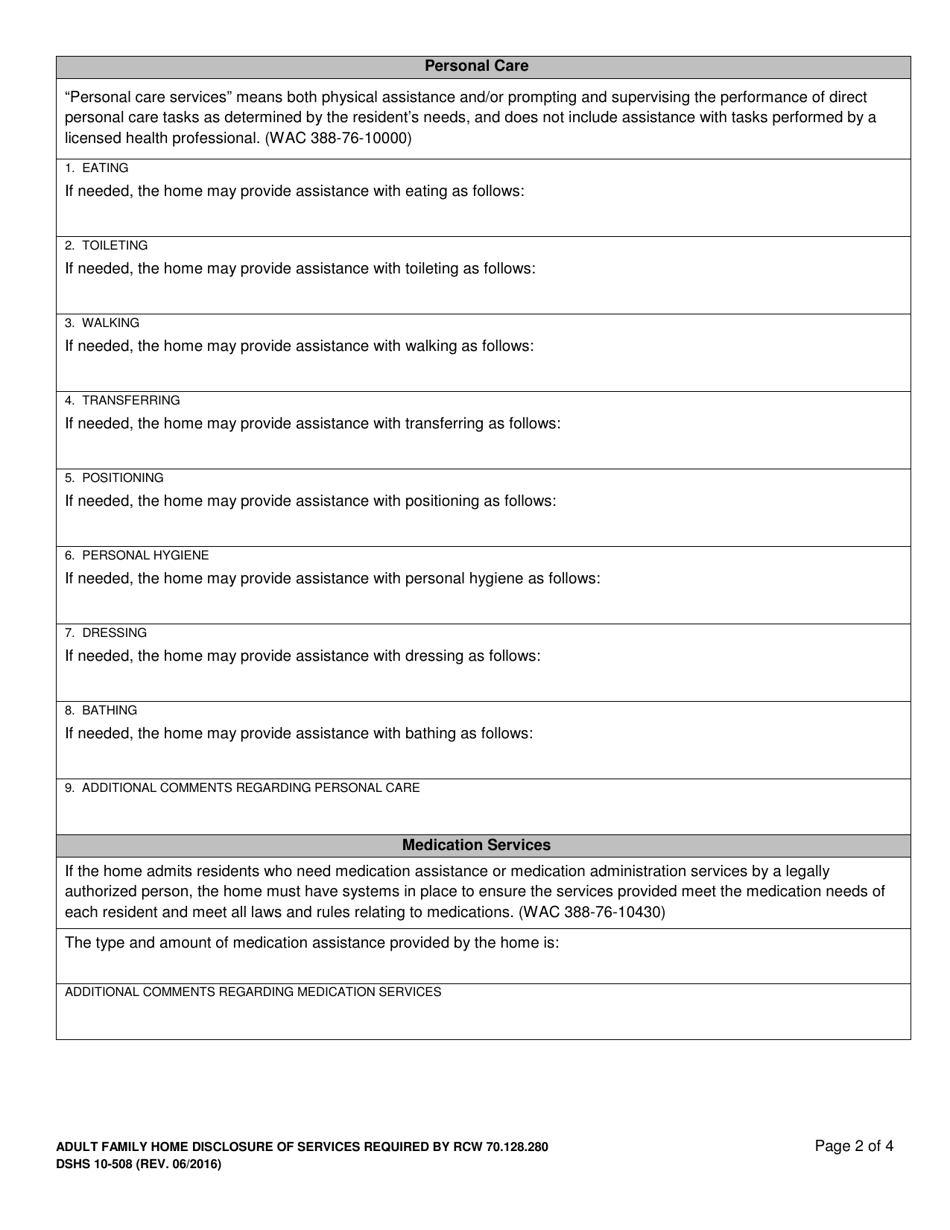 DSHS Form 10-508 - Fill Out, Sign Online and Download Printable PDF ...