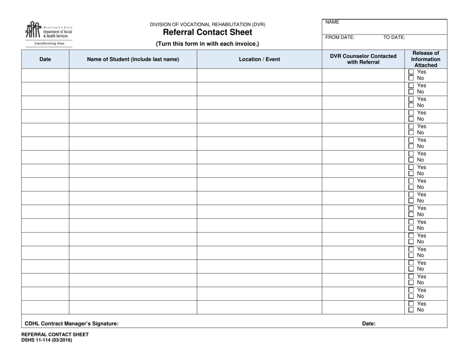 DSHS Form 11-114 - Fill Out, Sign Online and Download Printable PDF ...