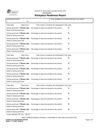 DSHS Form 11-115 Workplace Readiness Report - Washington, Page 2