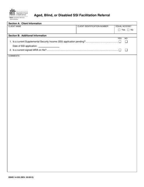 DSHS Form 14-332  Printable Pdf