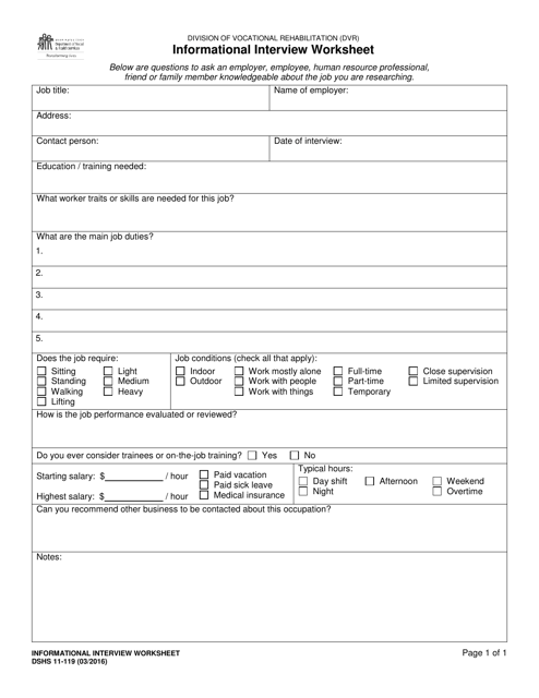 DSHS Form 11-119  Printable Pdf