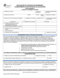 DSHS Formulario 13-678 PAGE 1 Delegacion De Cuidados De Enfermeria: Consentimiento Para Proceso De Delegacion - Washington (Spanish)