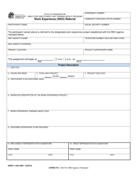 Document preview: DSHS Form 11-045 Work Experience (Wex) Referral (Food Stamp Employment and Training) - Washington