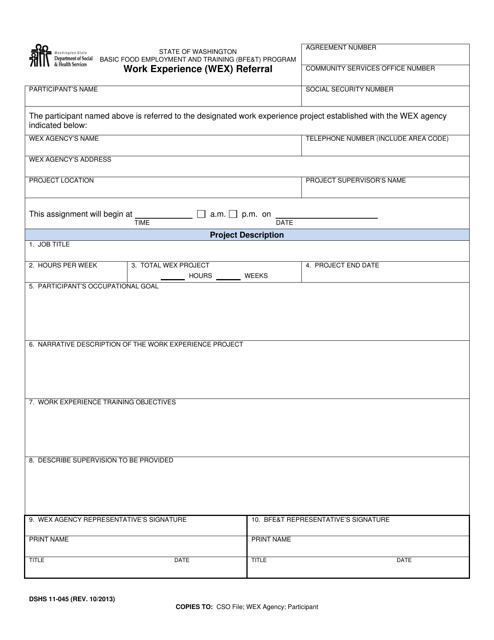 DSHS Form 11-045  Printable Pdf
