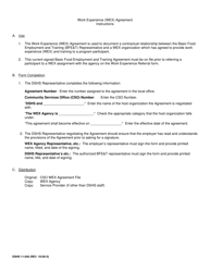 DSHS Form 11-046 Work Experience (Wex) Agreement (Food Stamp Employment and Training) - Washington, Page 2