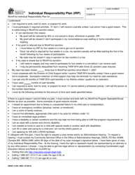 DSHS Form 14-381 Workfirst Individual Responsibility Plan - Washington