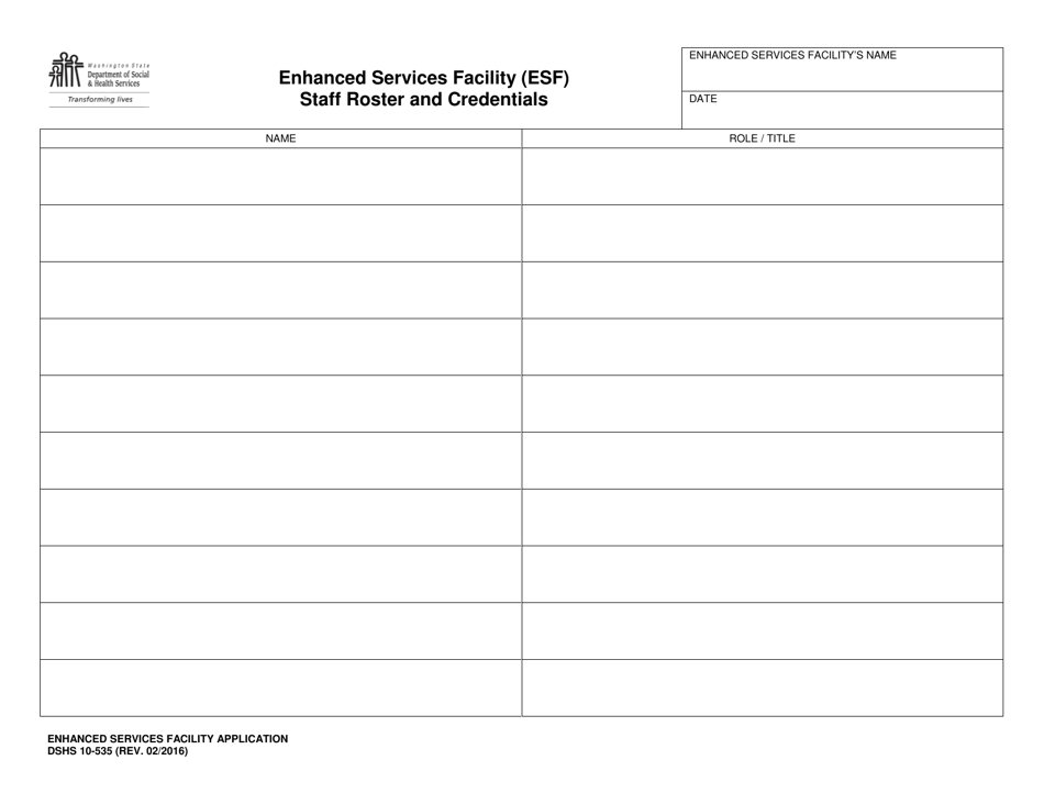 DSHS Form 10-535 Enhanced Services Facility Application - Washington, Page 19