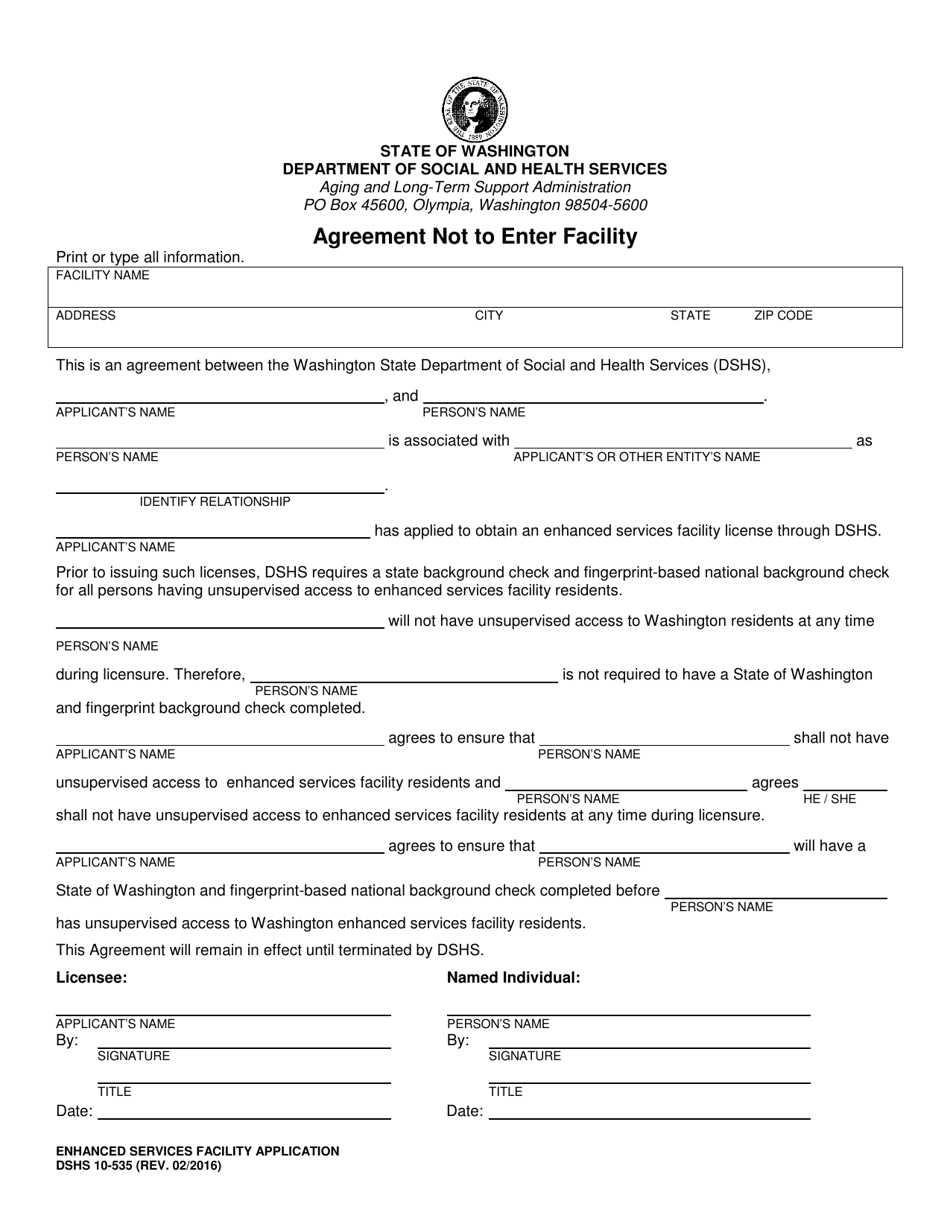 DSHS Form 10-535 Enhanced Services Facility Application - Washington, Page 8