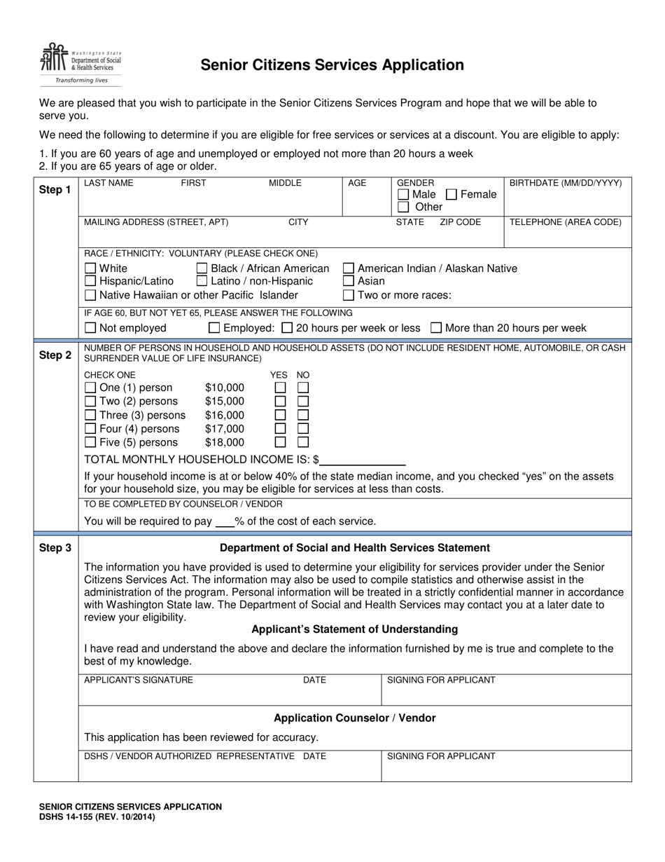 DSHS Form 14155 Fill Out, Sign Online and Download Printable PDF