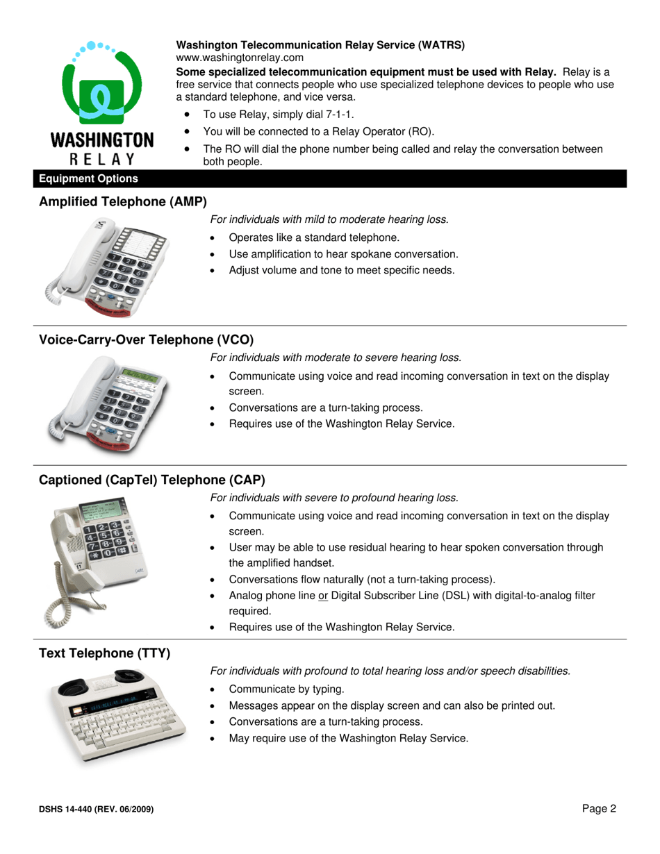 DSHS Form 14-440 Non-profit Organization Application for Reconditioned Telecommunications Equipment (Office of the Deaf and Hard of Hearing) - Washington, Page 2