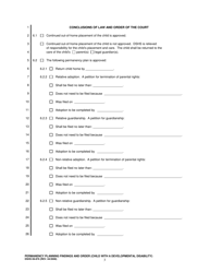 DSHS Form 09-876 Permanency Planning Findings and Order (Child With a Developmental Disability) - Washington, Page 3