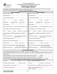 Document preview: DSHS Form 14-057 Child Support Referral - Washington