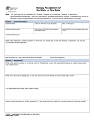 Document preview: DSHS Form 13-906 Therapy Assessment Bed Rails or Side Rails (Home and Community Services) - Washington