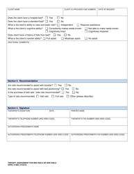 DSHS Form 13-906 Therapy Assessment Bed Rails or Side Rails (Home and Community Services) - Washington, Page 2
